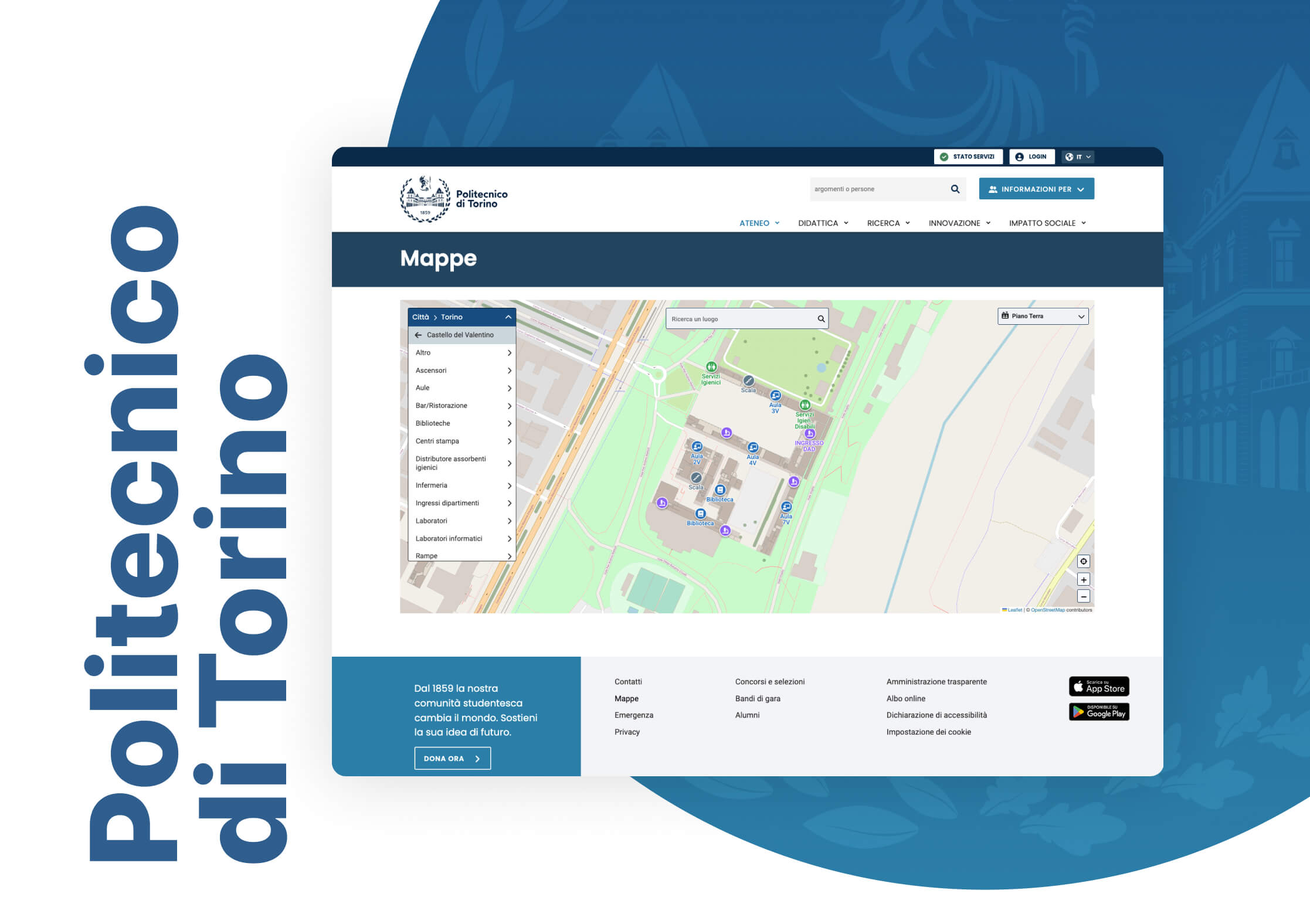 screen anteprima app Politecnico da desktop