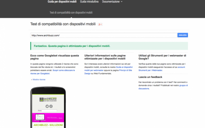 Archibuzz test responsività