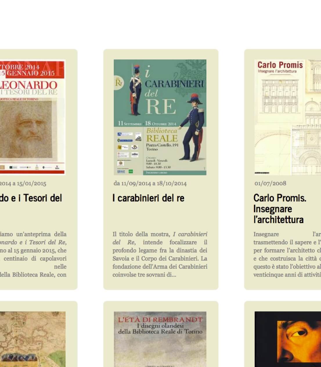 Exhibitions and works of Biblioteca Reale di Torino