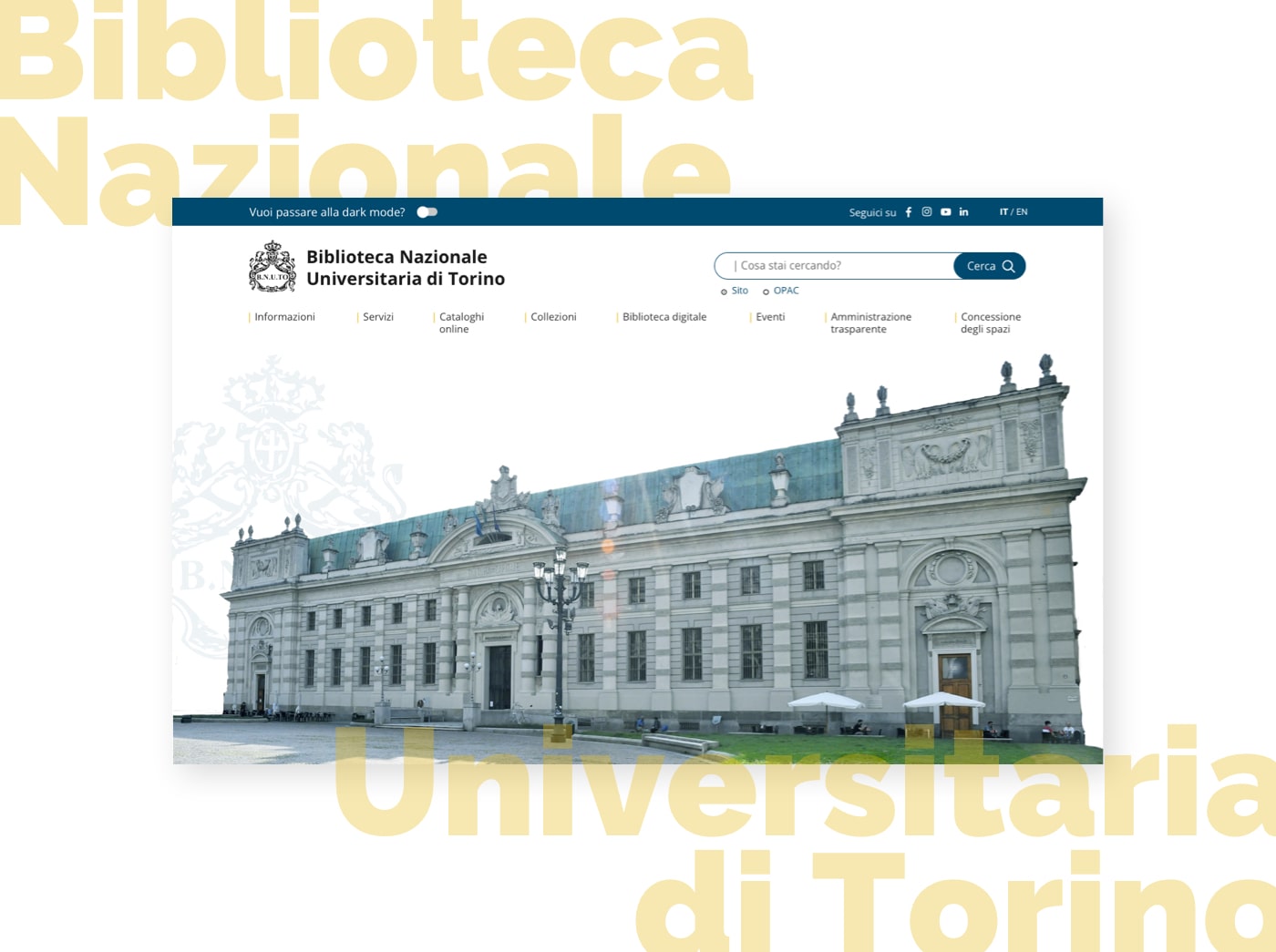 Biblioteca Nazionale Universitaria di Torino website screen