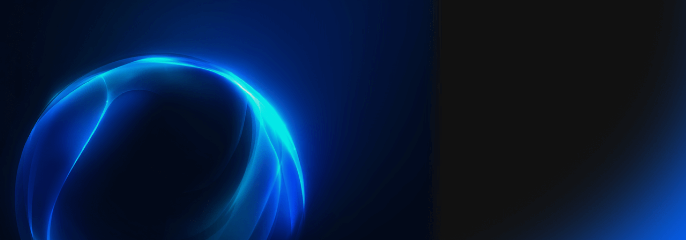 Forma astratta luminosa blu su sfondo scuro, tecnologia AI