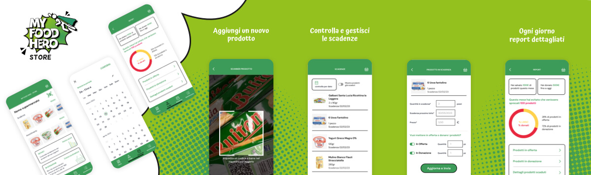 telefono che presenta my food hero app volunteer