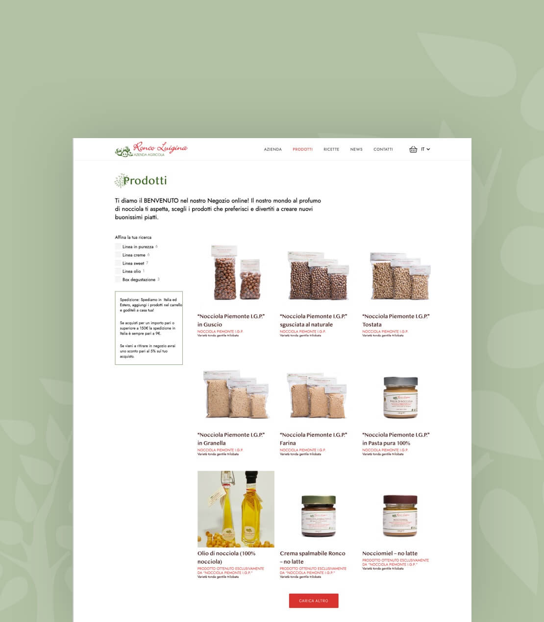 Ronco Luigina Agricultural Company's e-commerce